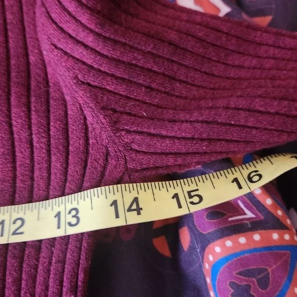 Express Sweater Fitted Turtleneck Ribbed Burgundy Womens Size XS - Picture 10 of 12